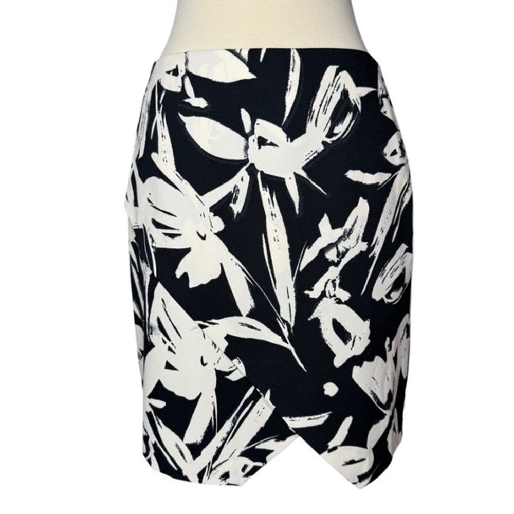 Banana Republic Vintage 2 Abstract Tropical Floral Skirt Black White Mob Wife